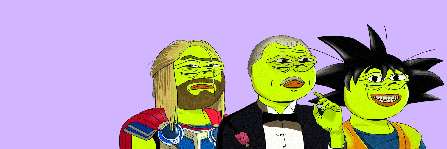 Thor, the Godfather and Goku as unhinged robins on lilac